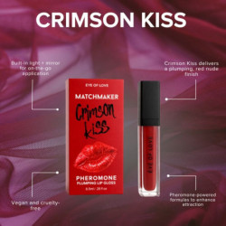 EYE OF LOVE - Brillo labial rojo Crimson Kiss de Matchmaker con efecto voluminizador y feromonas, 8,5 ml.