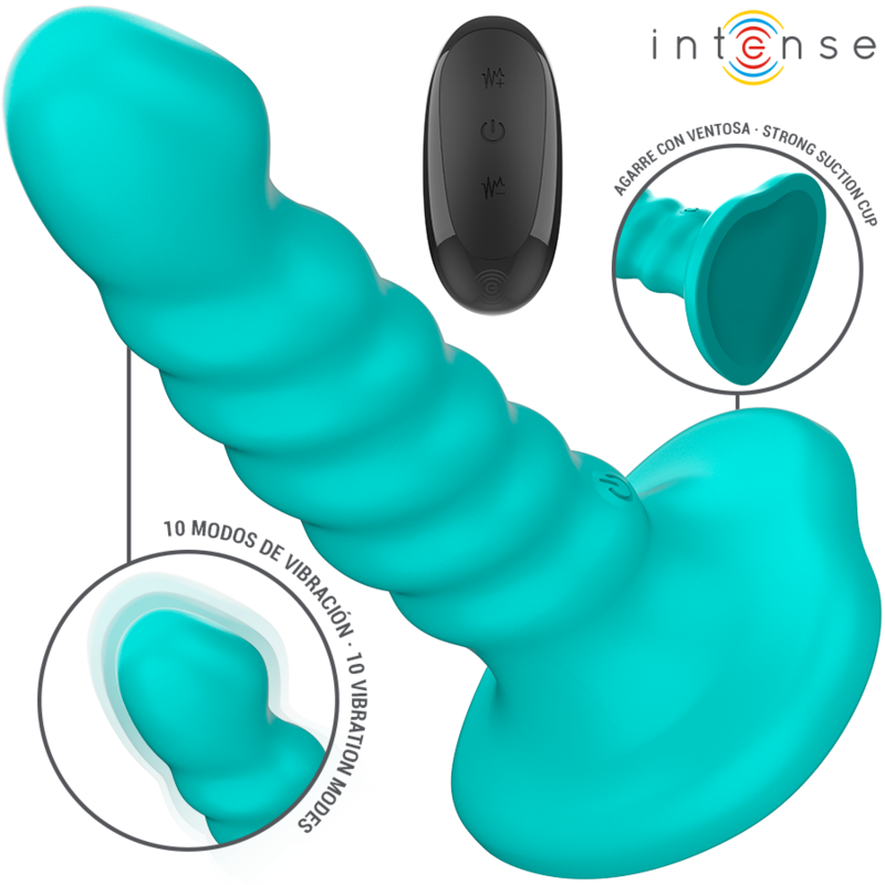INTENSE - VIBRADOR  BUFFY TALLA S DISEÑO ESPIRAL 10 VIBRACIONES AZUL CONTROL REMOTO