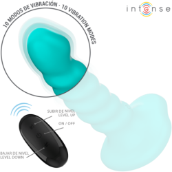 INTENSE - VIBRADOR  BUFFY TALLA S DISEÑO ESPIRAL 10 VIBRACIONES AZUL CONTROL REMOTO