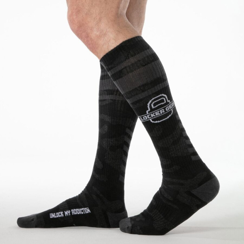 LOCKER GEAR - CALCETINES MILITARES HASTA LA RODILLA NEGROS TALLA ÚNICA
