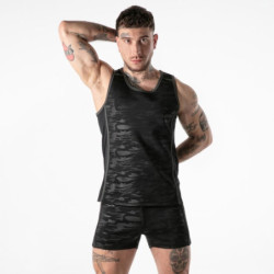 LOCKER GEAR - CAMISETA SIN MANGAS NEGRA CON ACCESO MILITAR COMPLETO, S