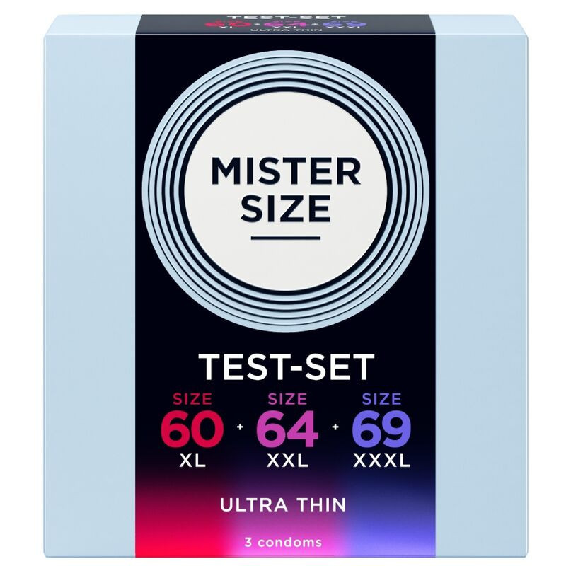 PRESERVATIVOS MISTER SIZE - PAQUETE DE MUESTRA DE PRESERVATIVOS TALLAS 60-64-69 MM (3 UNIDADES)
