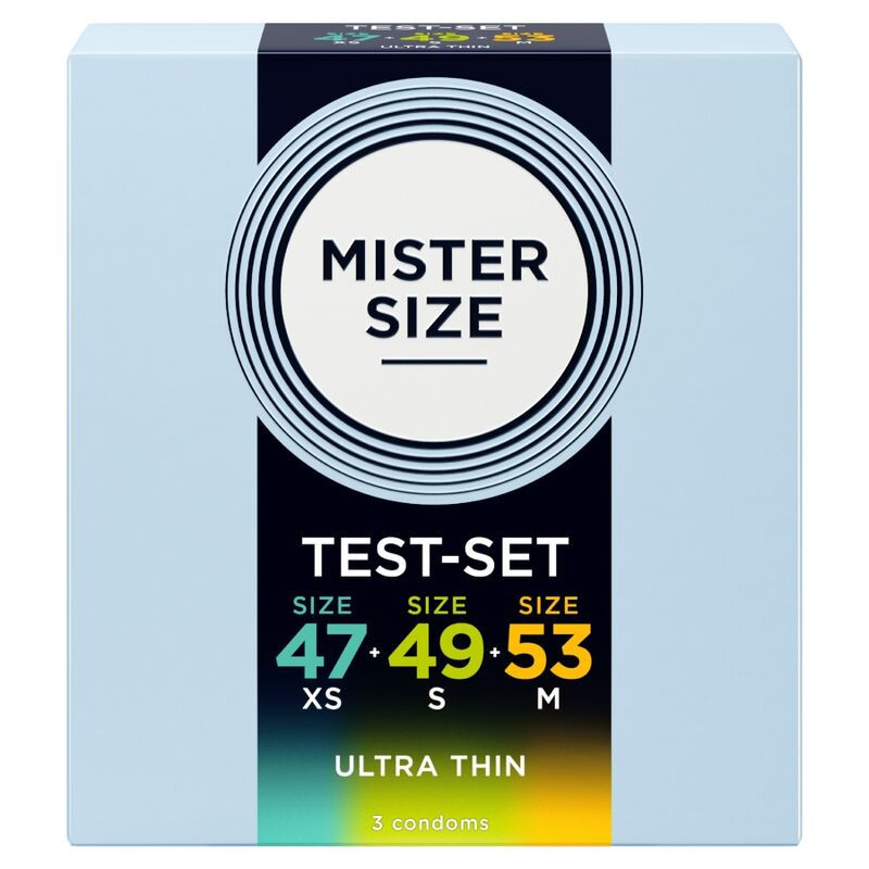PRESERVATIVOS DE MUESTRA TAMAÑO MISTER - PAQUETE DE MUESTRA DE PRESERVATIVOS TAMAÑO 47-49-53 MM (3 UNIDADES)