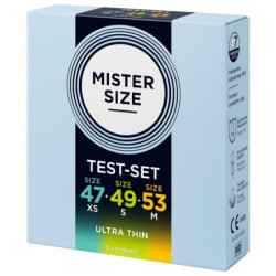PRESERVATIVOS DE MUESTRA TAMAÑO MISTER - PAQUETE DE MUESTRA DE PRESERVATIVOS TAMAÑO 47-49-53 MM (3 UNIDADES)