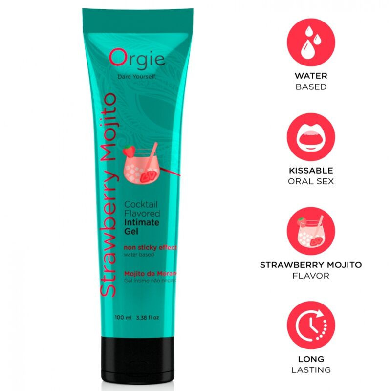 ORGIE - TUBO DE LUBRICANTE CÓCTEL MOJITO DE FRESA BESABLE GEL ÍNTIMO A BASE DE AGUA 100 ML