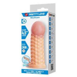 PRETTY LOVE - FUNDA EXTENSORA DE PENE WOLFRAM 11,5 CM Ø 3,8 CM NATURAL