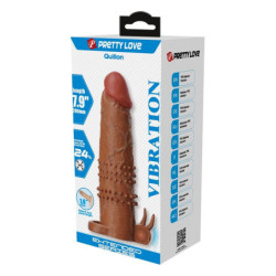 PRETTY LOVE - FUNDA VIBRADORA PARA PENE QUILLON 20 CM Ø 4 CM MARRÓN