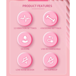 PRETTY LOVE - VIBRADOR DE SILICONA RECARGABLE DUDEN CON 12 MODOS DE VIBRACIÓN Y 3 MODOS DE BALANCEO, COLOR ROSA