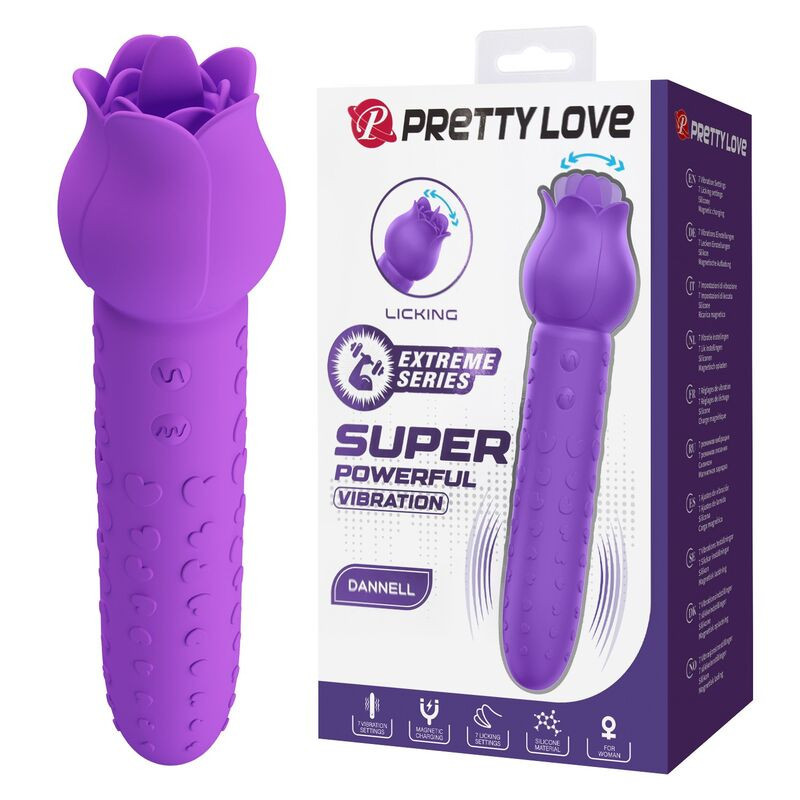 PRETTY LOVE - VIBRADOR ESTIMULADOR ORAL Y CLITORAL RECARGABLE DANNELL MORADO