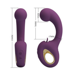 PRETTY LOVE - VIBRADOR RECARGABLE BRYNNLEE CON ESTIMULADOR ORAL, 10 VIBRACIONES Y 5 FUNCIONES DE LAMIDAS, COLOR MORADO