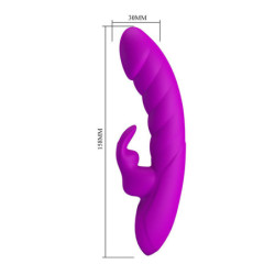 PRETTY LOVE - VIBRADOR RECARGABLE MONICA DE DOBLE ESTIMULACIÓN PARA EL PUNTO G Y EL CLÍTORIS, COLOR MORADO