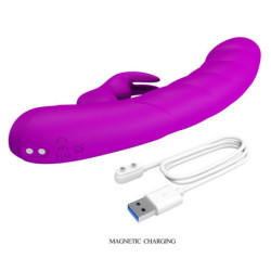 PRETTY LOVE - VIBRADOR RECARGABLE MONICA DE DOBLE ESTIMULACIÓN PARA EL PUNTO G Y EL CLÍTORIS, COLOR MORADO
