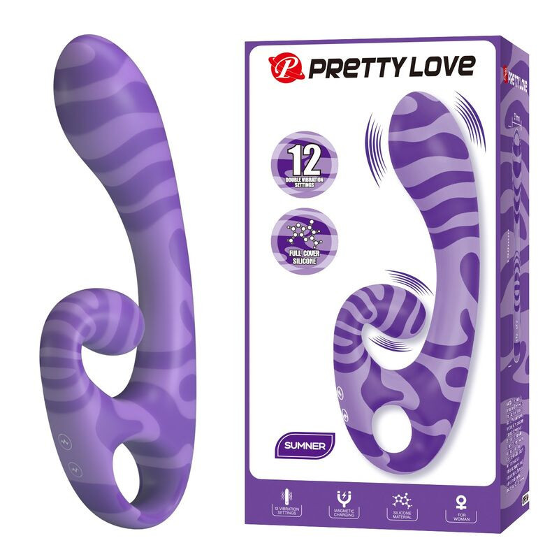 PRETTY LOVE - VIBRADOR DE VERANO DE DOBLE EXTREMO CON MANGO 19 CM Ø 3,5 CM MORADO