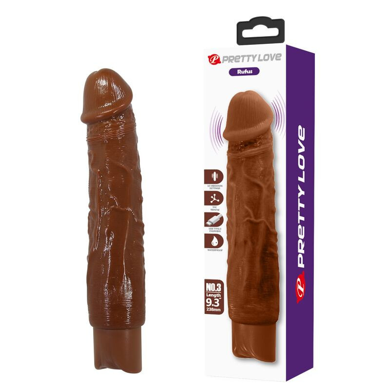 PRETTY LOVE - VIBRADOR REALISTA DUKE 23,5 CM Ø 4,8 CM MARRÓN