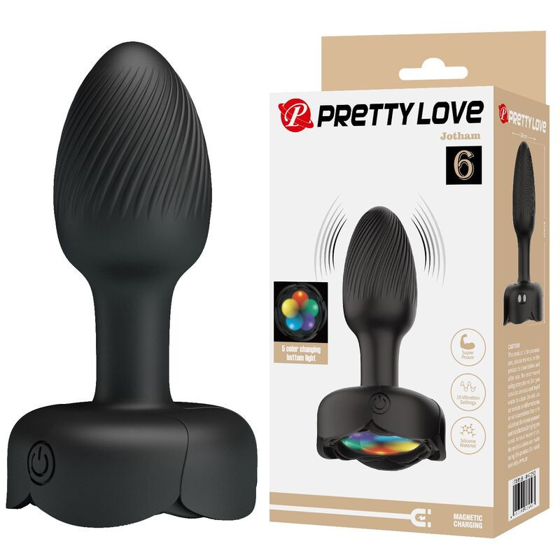 PRETTY LOVE - TAPÓN ANAL VIBRATORIO RECARGABLE CON 10 MODOS, COLOR NEGRO