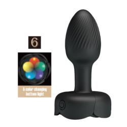 PRETTY LOVE - TAPÓN ANAL VIBRATORIO RECARGABLE CON 10 MODOS, COLOR NEGRO