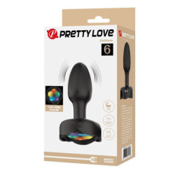 PRETTY LOVE - TAPÓN ANAL VIBRATORIO RECARGABLE CON 10 MODOS, COLOR NEGRO