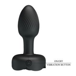 PRETTY LOVE - TAPÓN ANAL VIBRATORIO RECARGABLE CON 10 MODOS, COLOR NEGRO