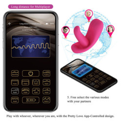 PRETTY LOVE - HAZELYNN MASAJEADOR ROSA CON CONTROL POR APP DE 12 FUNCIONES