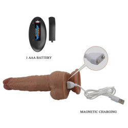 PRETTY LOVE - VIBRADOR REALISTA DE EMPUJE JONATHAN CON CONTROL REMOTO MARRÓN