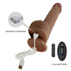 PRETTY LOVE - TOMMY VIBRADOR REALISTA CON EMPUJE Y CONTROL REMOTO MARRÓN OSCURO