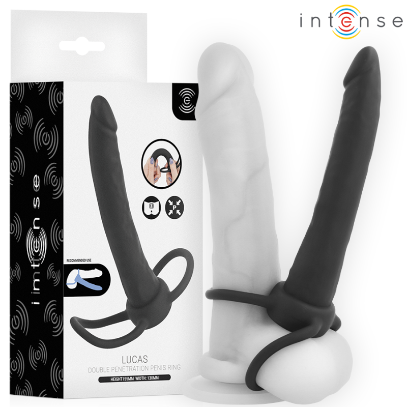 INTENSE- DILDO ANAL LUCAS CON ANILLO PARA PENE Y TESTÍCULOS DE SILICONA
