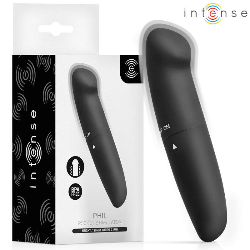 INTENSE- VIBRADOR DE PUNTO G PHIL NEGRO 13 CM