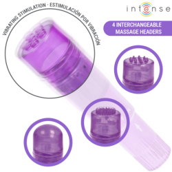 MASAJEADOR INTENSO KURT MINI CON 4 CABEZALES INTERCAMBIABLES, COLOR MORADO