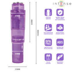 MASAJEADOR INTENSO KURT MINI CON 4 CABEZALES INTERCAMBIABLES, COLOR MORADO