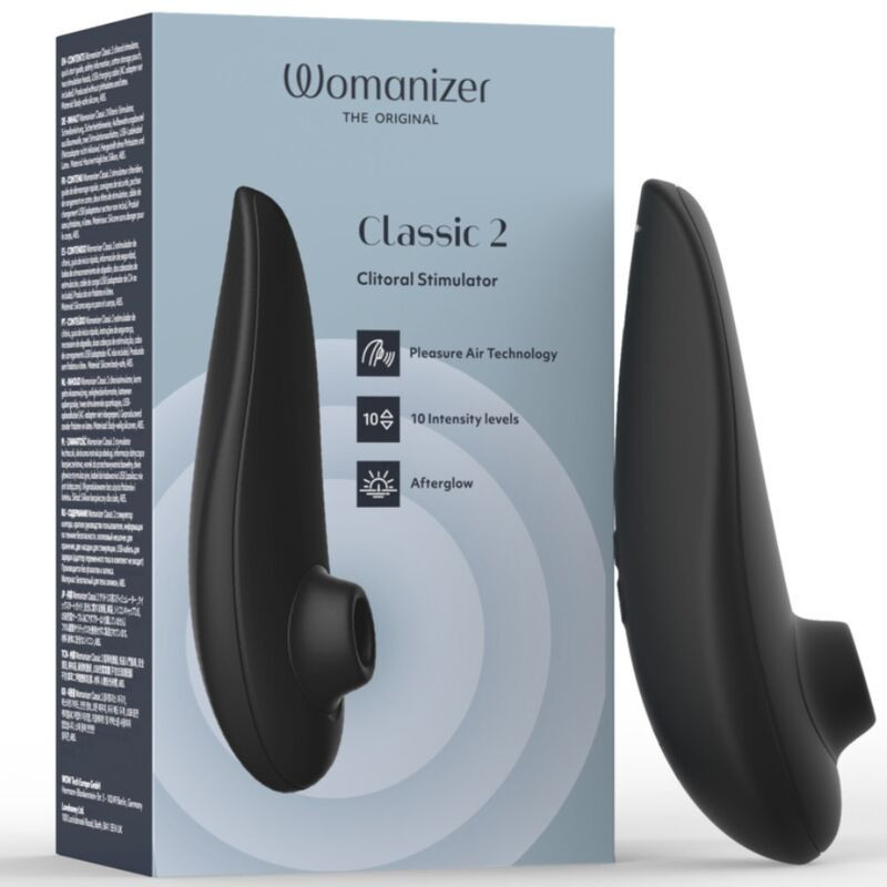 WOMANIZER - ESTIMULADOR CLITORAL CLÁSICO DE 2 SUCCIONES, 10 NIVELES DE INTENSIDAD, NEGRO