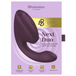 WOMANIZER - DUO NEXT ESTIMULADOR DOBLE DE CLITORAL Y PUNTO G MORADO OSCURO