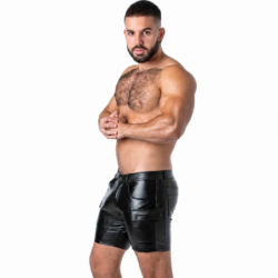 Locker Gear - bermudas cargo de polipiel perforada negro talla s