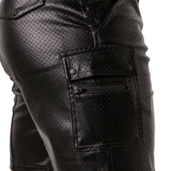Locker Gear - bermudas cargo de corte holgado de polipiel perforada negro talla m