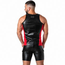 Locker Gear - camiseta sin mangas de polipiel perforada roja talla l