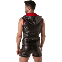 Locker Gear - sudadera con capucha de polipiel perforada roja talla m