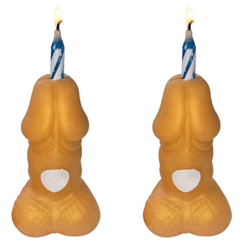 DIABLO PICANTE - velas de cumpleaños doradas con forma de pene, número 2 unidades