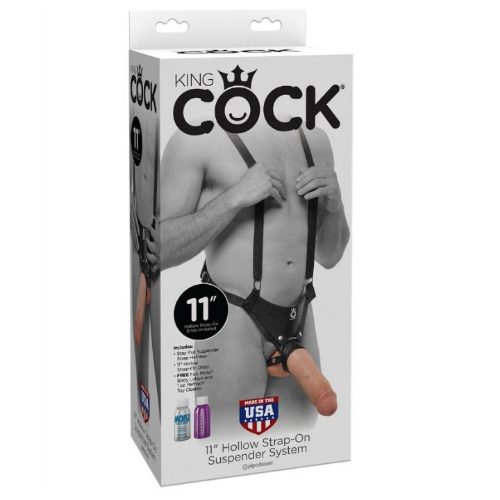 KING COCK - 28 CM HOLLOW STRAP-ON SUSPENDER SYSTEM FLESH