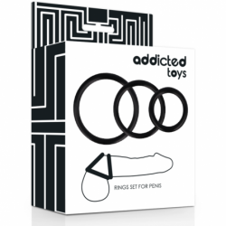 JUGUETES PARA ADICTOS - JUEGO DE ANILLOS PARA PENE NEGRO