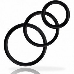JUGUETES PARA ADICTOS - JUEGO DE ANILLOS PARA PENE NEGRO