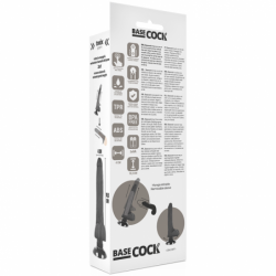 BASECOCK - VIBRADOR REALISTA 2 EN 1 NEGRO 18,5 CM -O- 4 CM