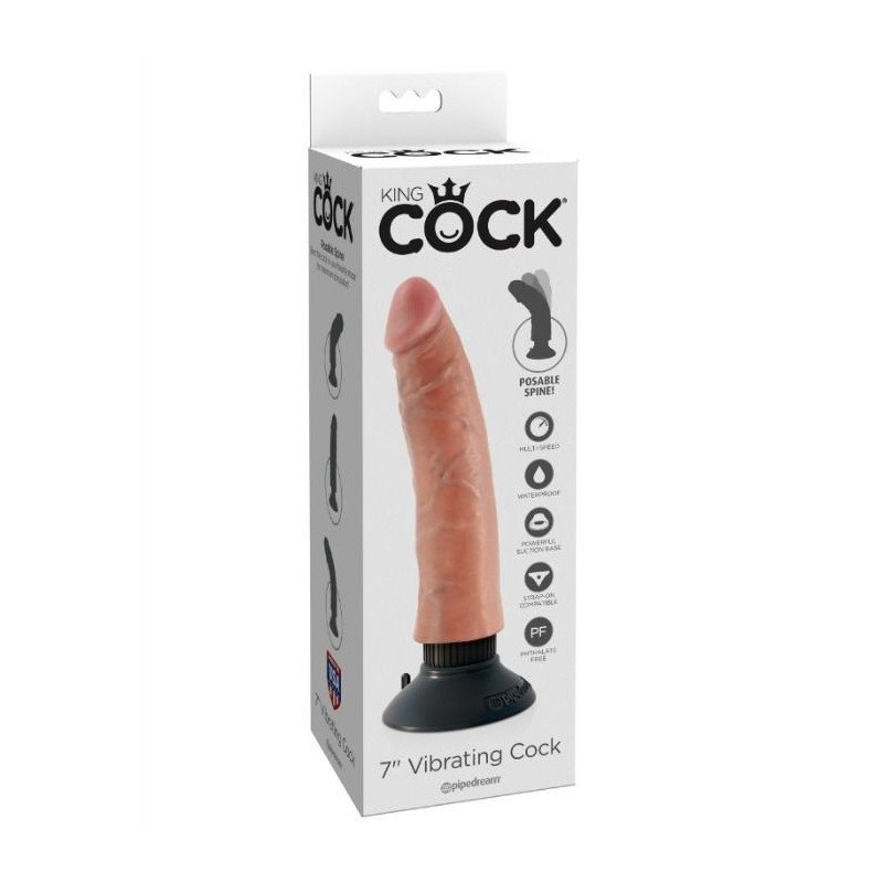 DILDO VIBRADOR KING COCK 17.78 CM NATURAL