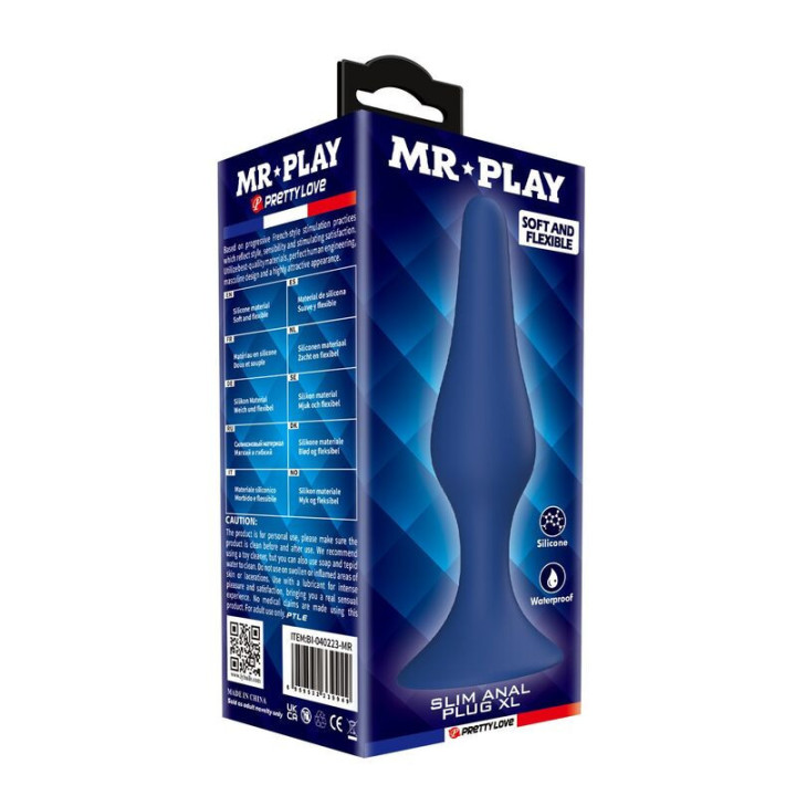 MR PLAY - TAPÓN ANAL DE SILICONA CÓNICO AZUL XL