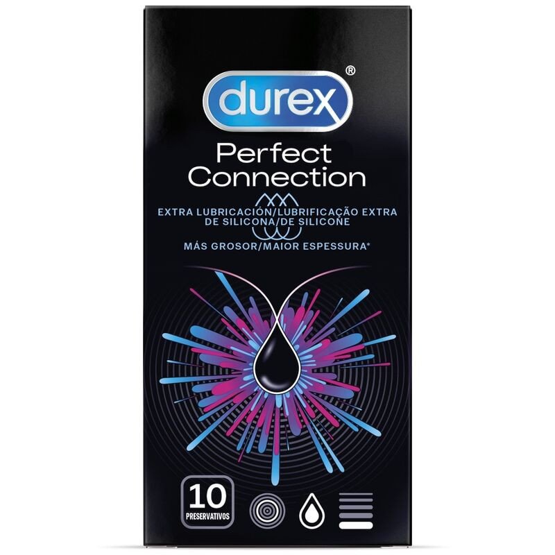 DUREX - SILICONA DE CONEXIÓN PERFECTA, LUBRICACIÓN EXTRA, 10 UNIDADES