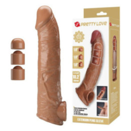PRETTY LOVE - FUNDA DE EXTENSIÓN DE PENE AJUSTABLE 26 CM Ø 4 CM MARRÓN