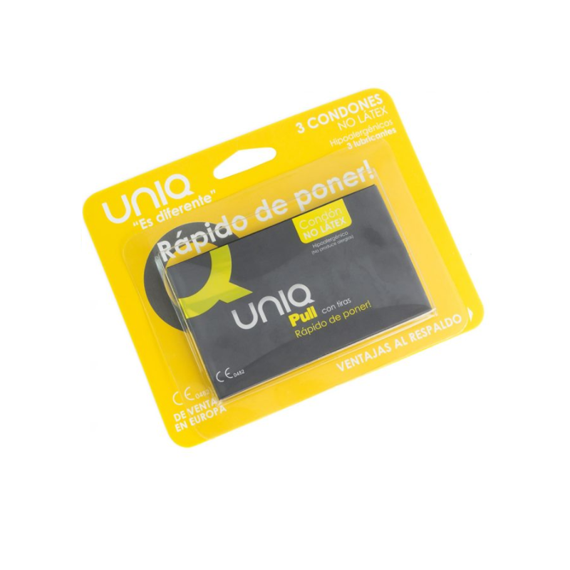 UNIQ - PRESERVATIVOS SIN LÁTEX CON TIRAS, 3 UNIDADES