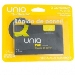UNIQ - PRESERVATIVOS SIN LÁTEX CON TIRAS, 3 UNIDADES