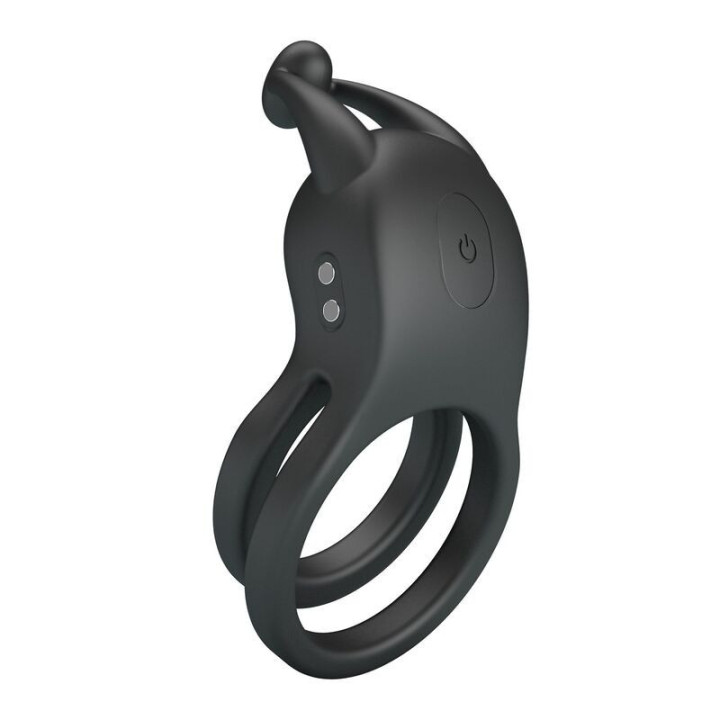 PRETTY LOVE - ANILLO PARA PENE RECARGABLE DE DOBLE VIBRACIÓN GOODWIN NEGRO