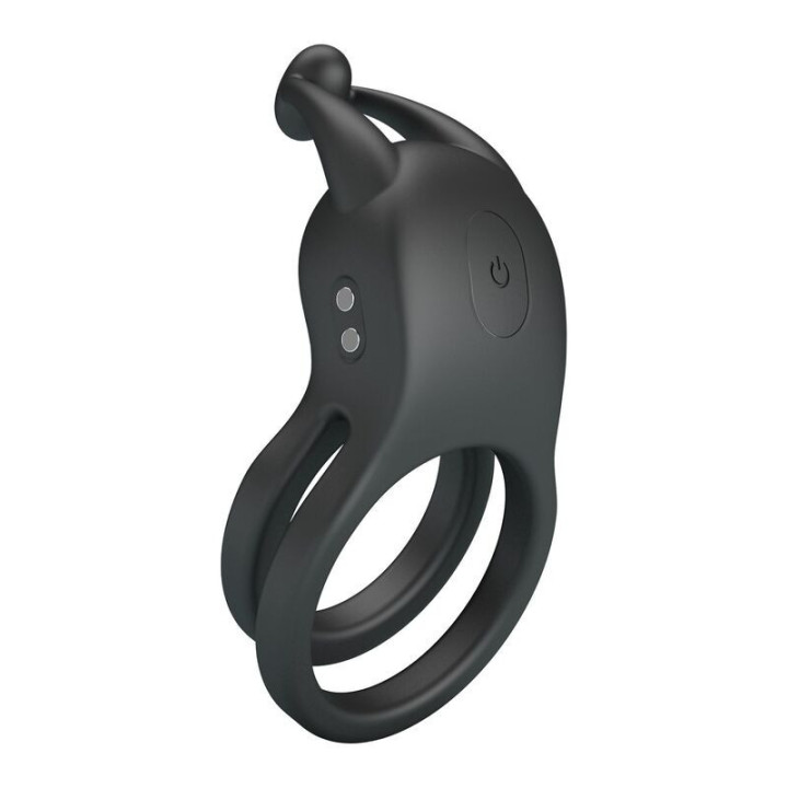 PRETTY LOVE - ANILLO PARA PENE RECARGABLE DE DOBLE VIBRACIÓN GOODWIN NEGRO