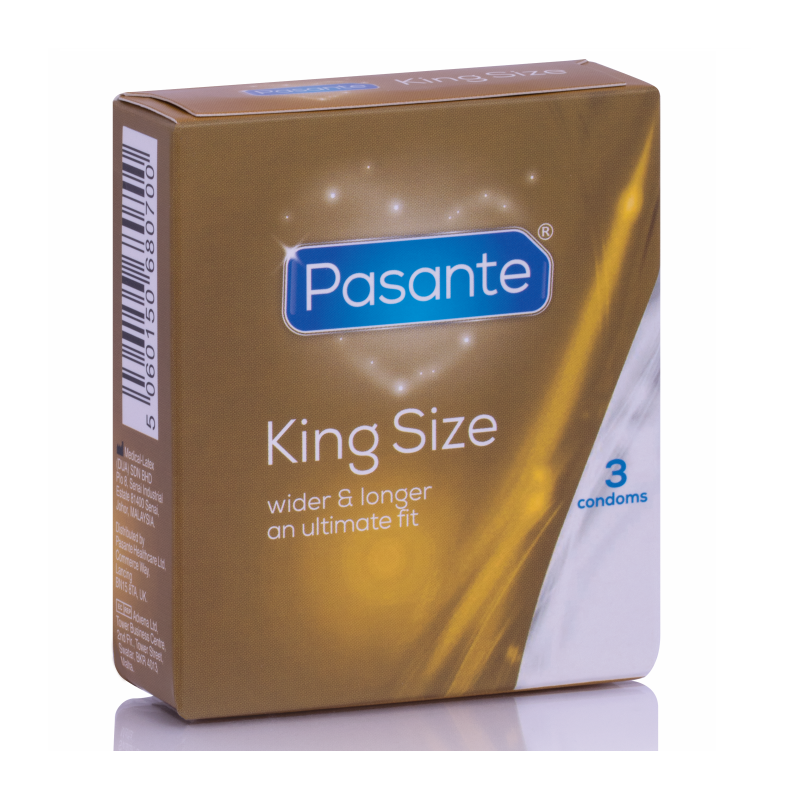 PASANTE PRESERVATIVOS KING MÁS LARGOS Y ANCHOS  3 UNIDADES