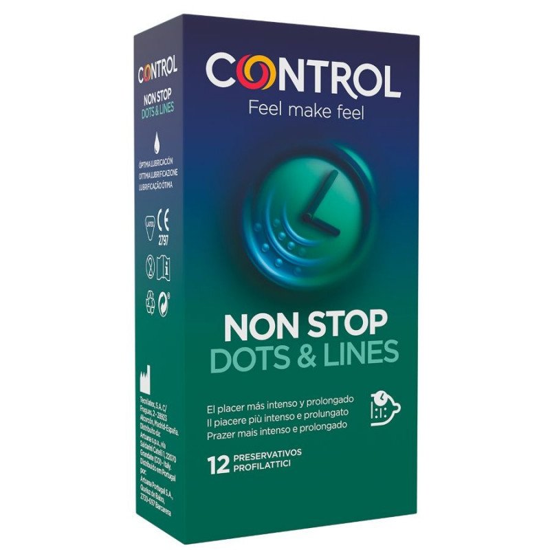 CONTROL - PUNTOS Y LÍNEAS SIN PARAR CONDONES 12 UNIDADES